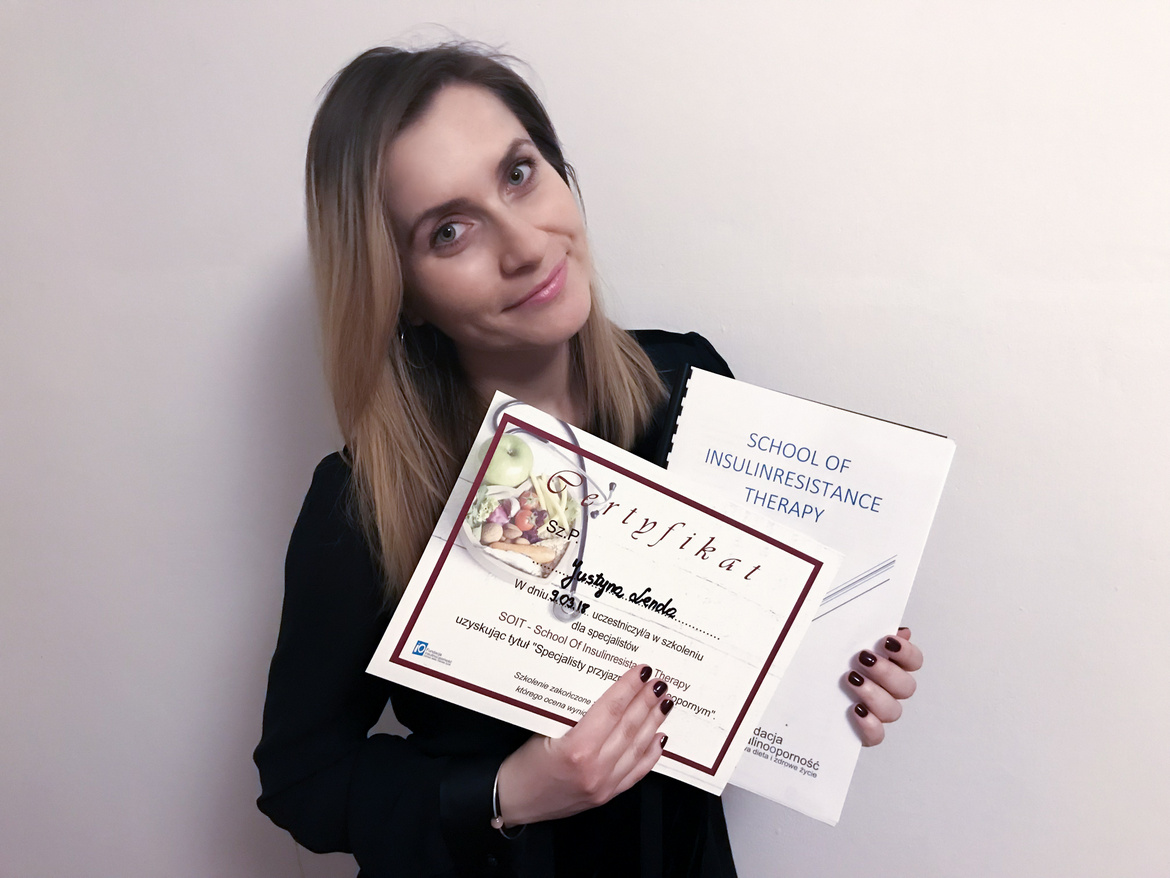 Dietetyk kliniczny Justyna Lenda, poradnia dietetyczna Just Food Therapy/certyfikaty